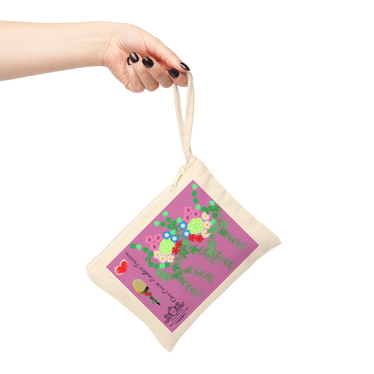 Pickleball Accessory Zipper Pouch - Pickleball Flower Garden Design