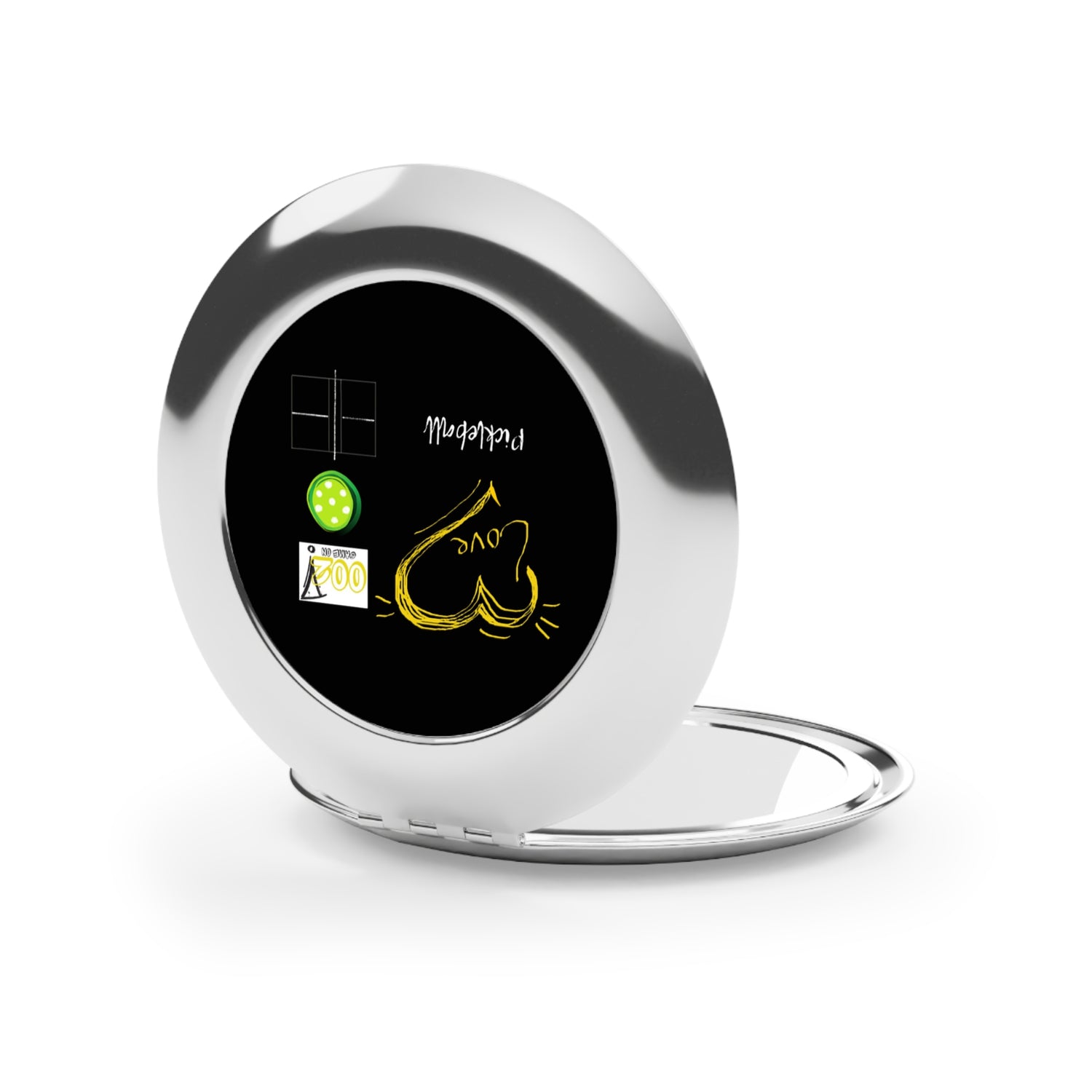 Compact Travel Mirror - LOVE Pickleball Design for Enthusiasts and Travelers