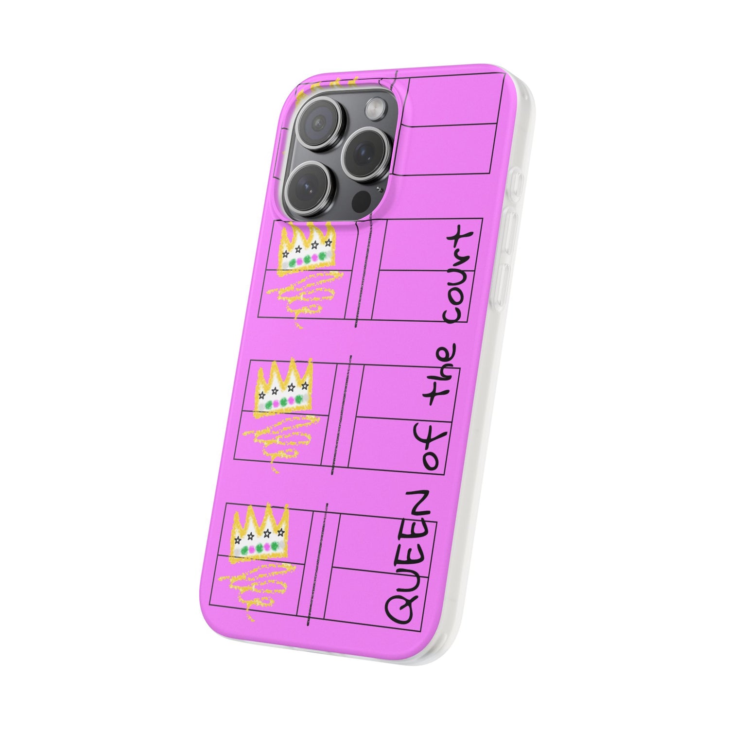 Pickleball Queen of the Court Pink Flexi iPhone Case - Stylish Phone Protection for Fashion-Forward Individuals