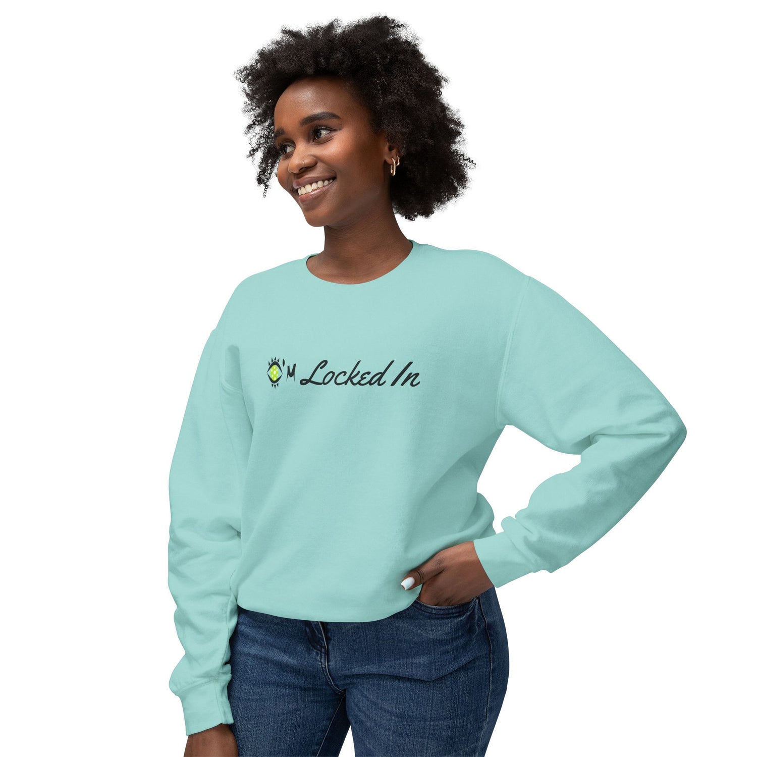 Women's Pickleball Lightweight Crewneck Sweatshirt - I'm Locked In - Athleisure Apparel