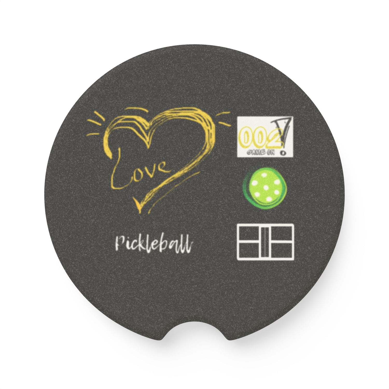 Car Coaster - LOVE Pickleball Design - Gift for Pickleball Player