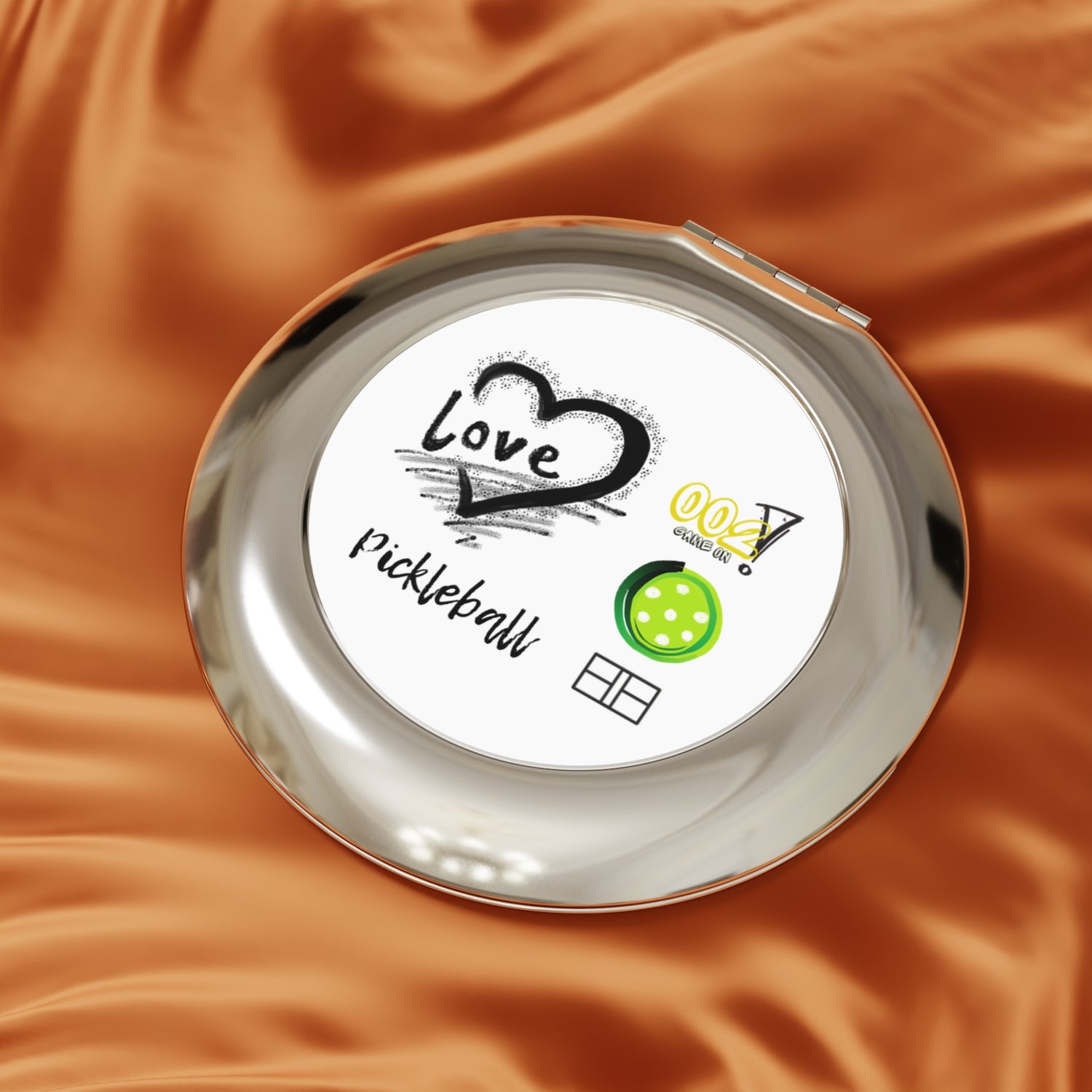 Compact Travel Mirror - LOVE Pickleball Design for Enthusiasts and Travelers