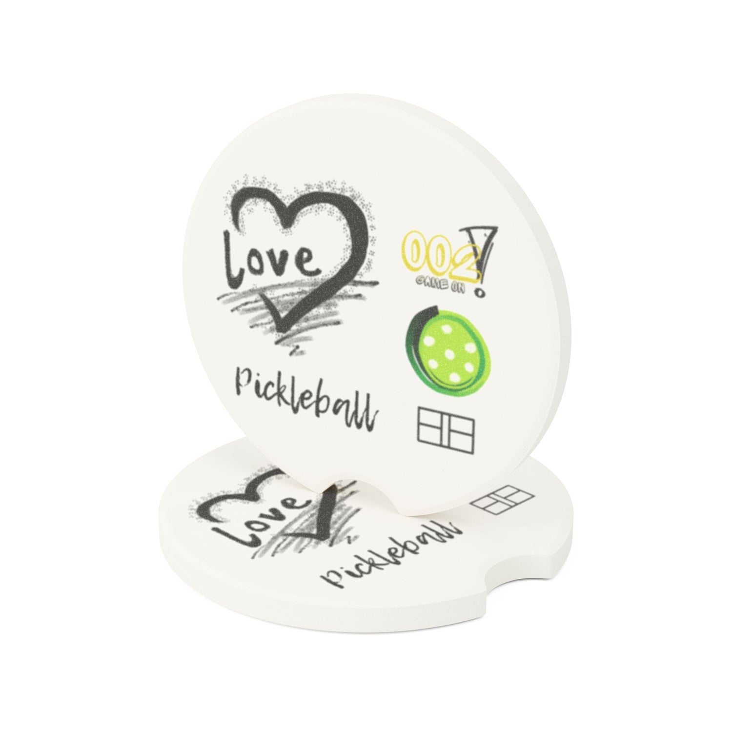 Car Coaster - LOVE Pickleball Design - Gift for Pickleball Player