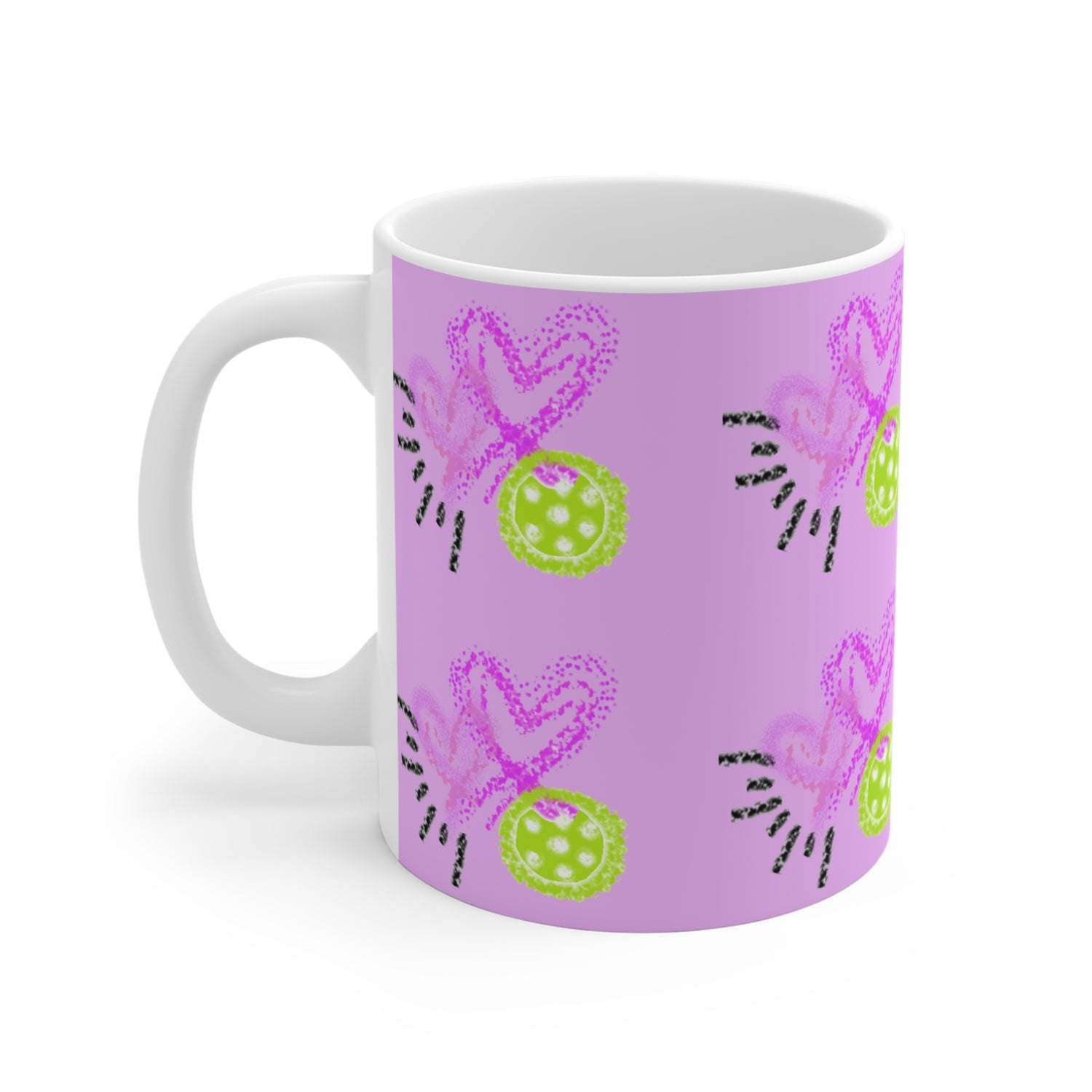 Colorful Heart Pickleball Love Design - 11oz Mug for Love & Friendship