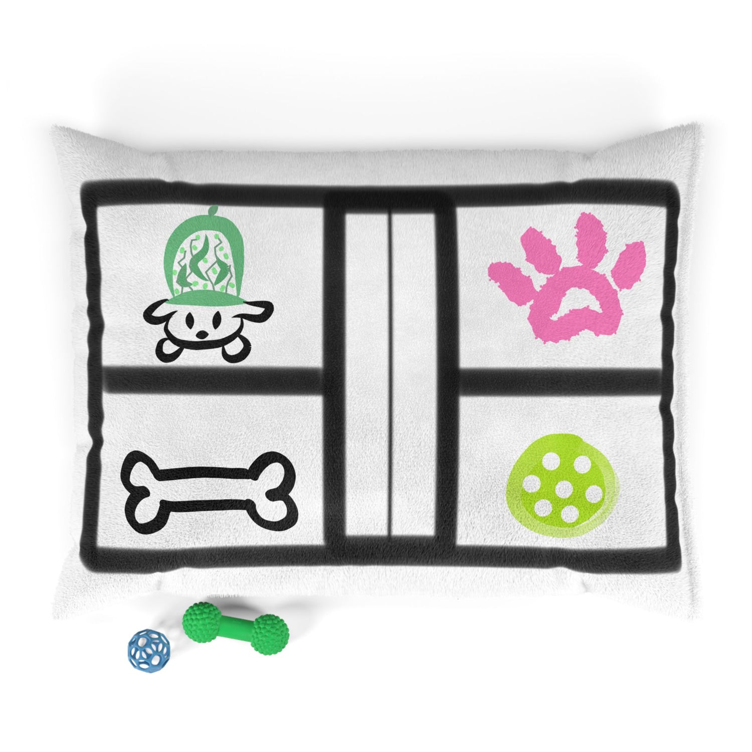 Pet Bed - Pickle Dog Design with Dog Paw and Bone - Unique Enthusiast Gift