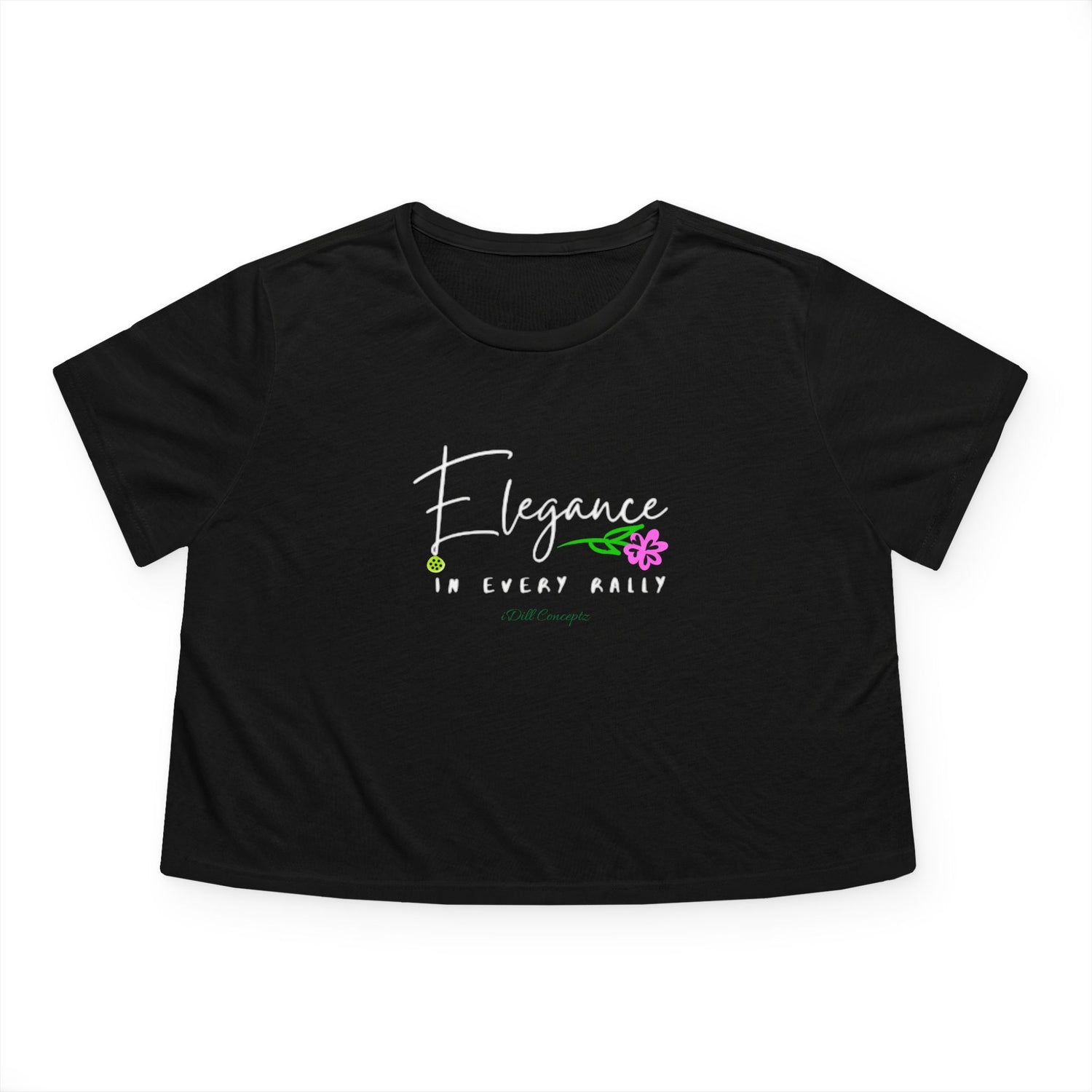 Women's Flowy Cropped Tee - Pickleball Elegance - In Every Rally Design