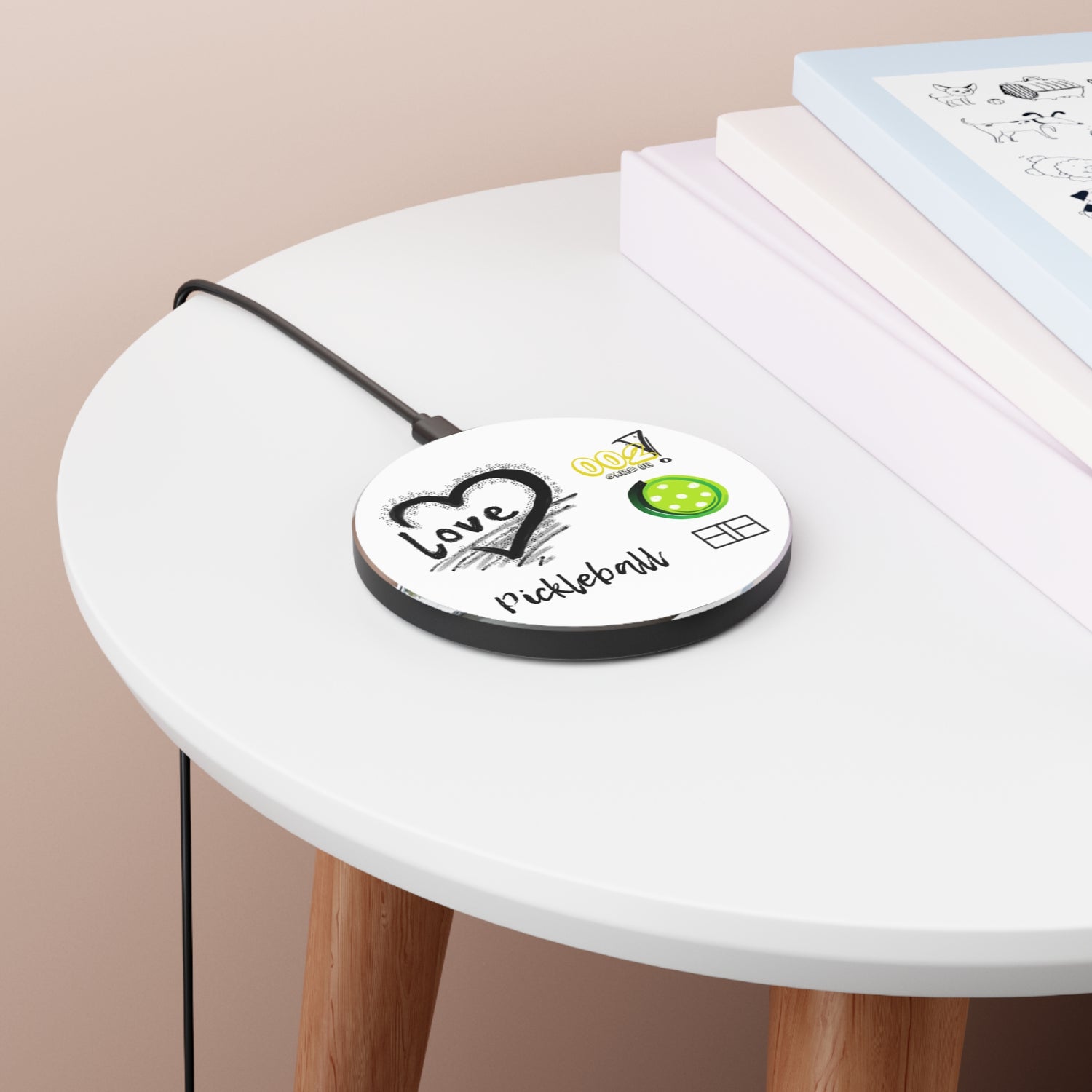Wireless Charger - LOVE Pickleball Design for Pickleball Enthusiasts | Tech Accessory