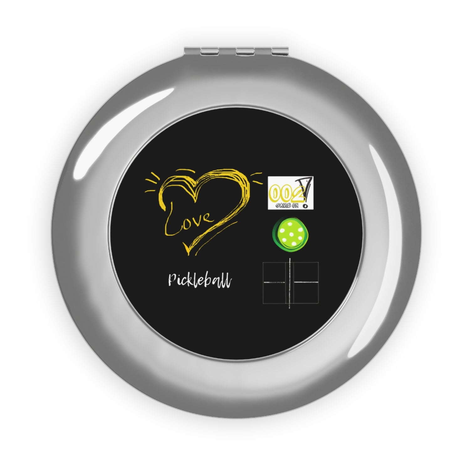 Compact Travel Mirror - LOVE Pickleball Design for Enthusiasts and Travelers