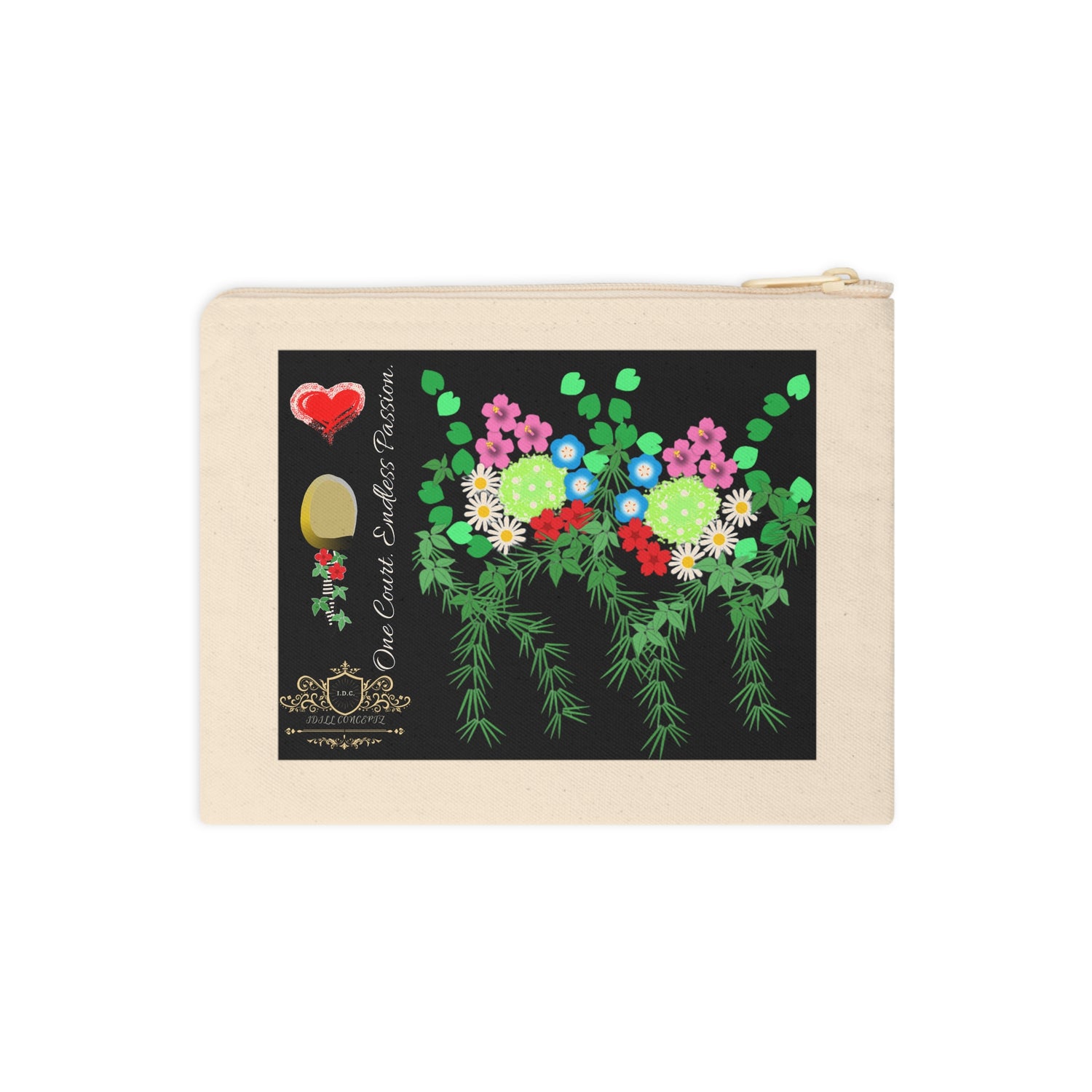Pickleball Accessory Zipper Pouch - Pickleball Flower Garden Design