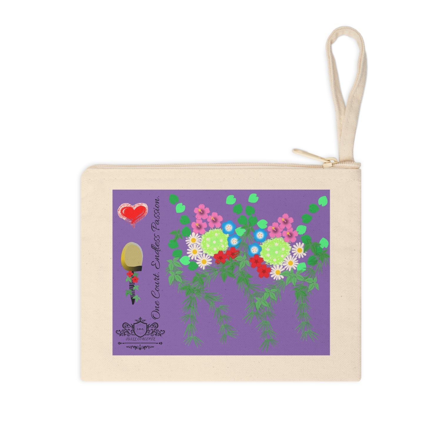 Pickleball Accessory Zipper Pouch - Pickleball Flower Garden Design