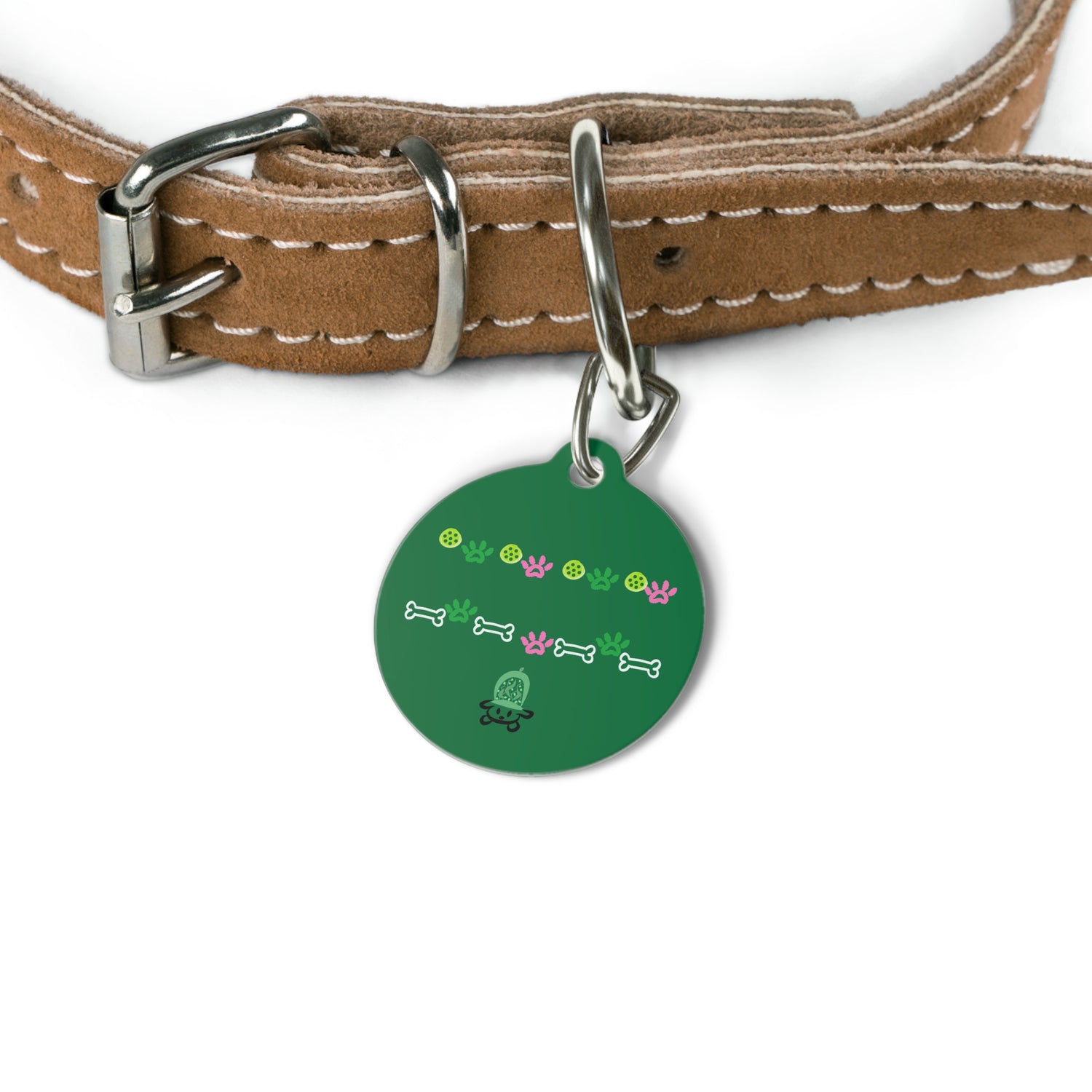 Pet Tag - Pickleball Dog Tag, Dog Paws and Bones Design - Unique Pet Accessory Gift