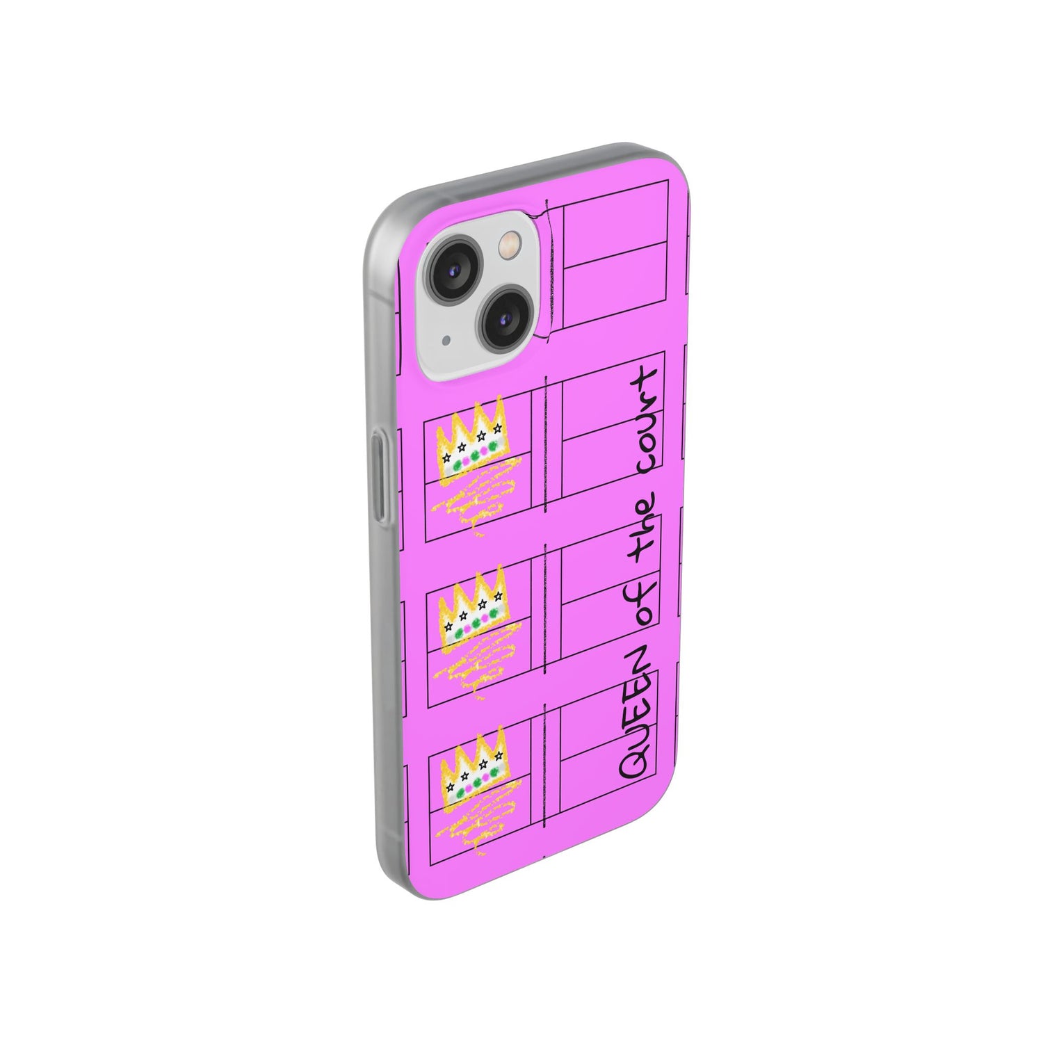 Pickleball Queen of the Court Pink Flexi iPhone Case - Stylish Phone Protection for Fashion-Forward Individuals
