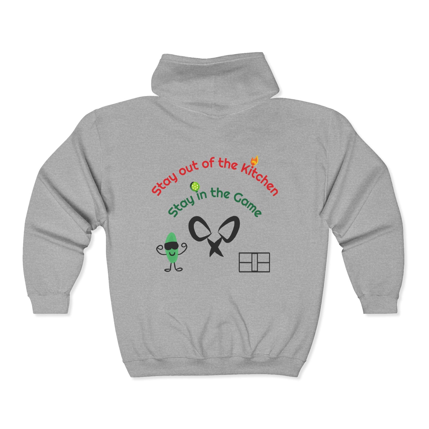 Unisex Pickleball Zip Hoodie Sweatshirt - Stay out of the Kitchen Design