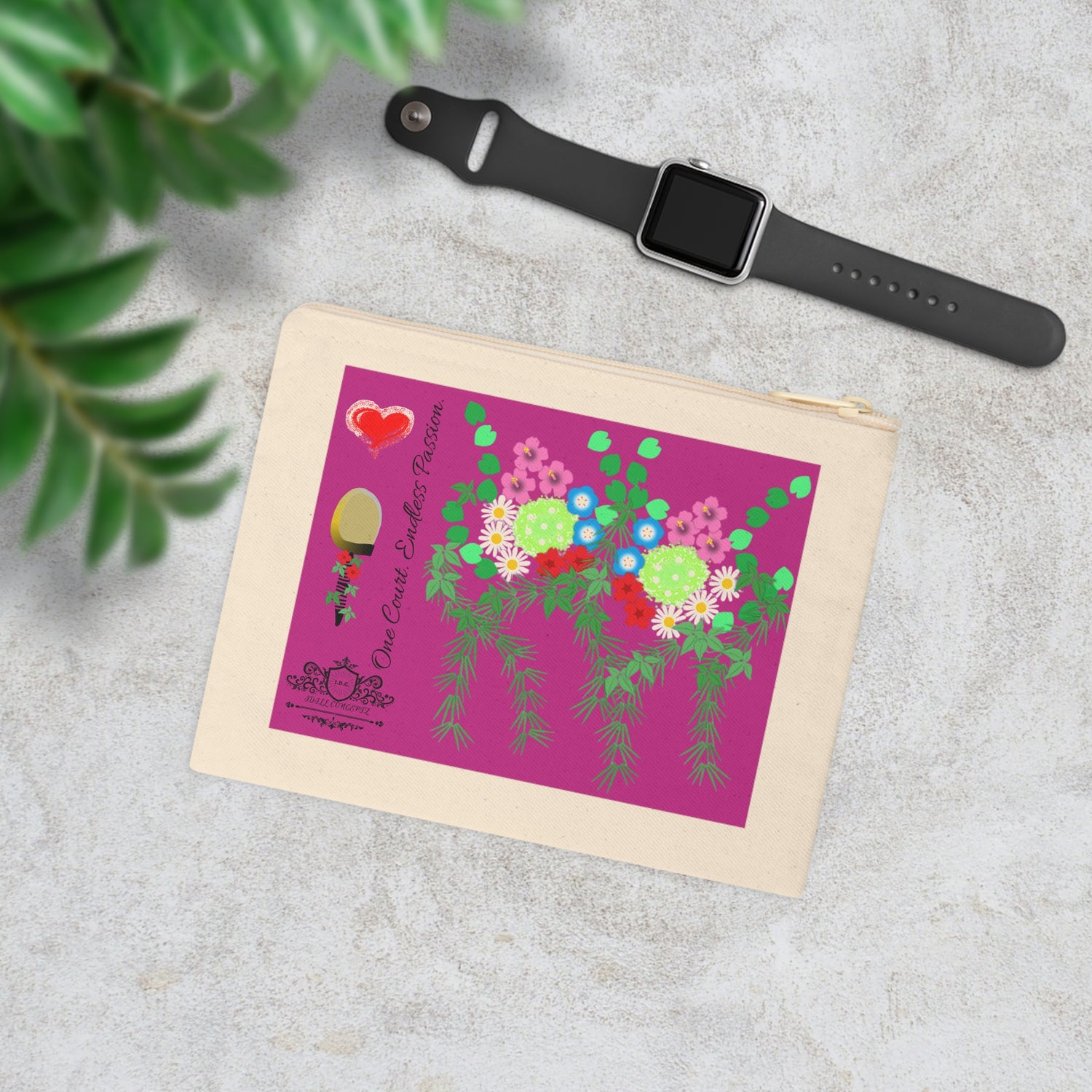 Pickleball Accessory Zipper Pouch - Pickleball Flower Garden Design