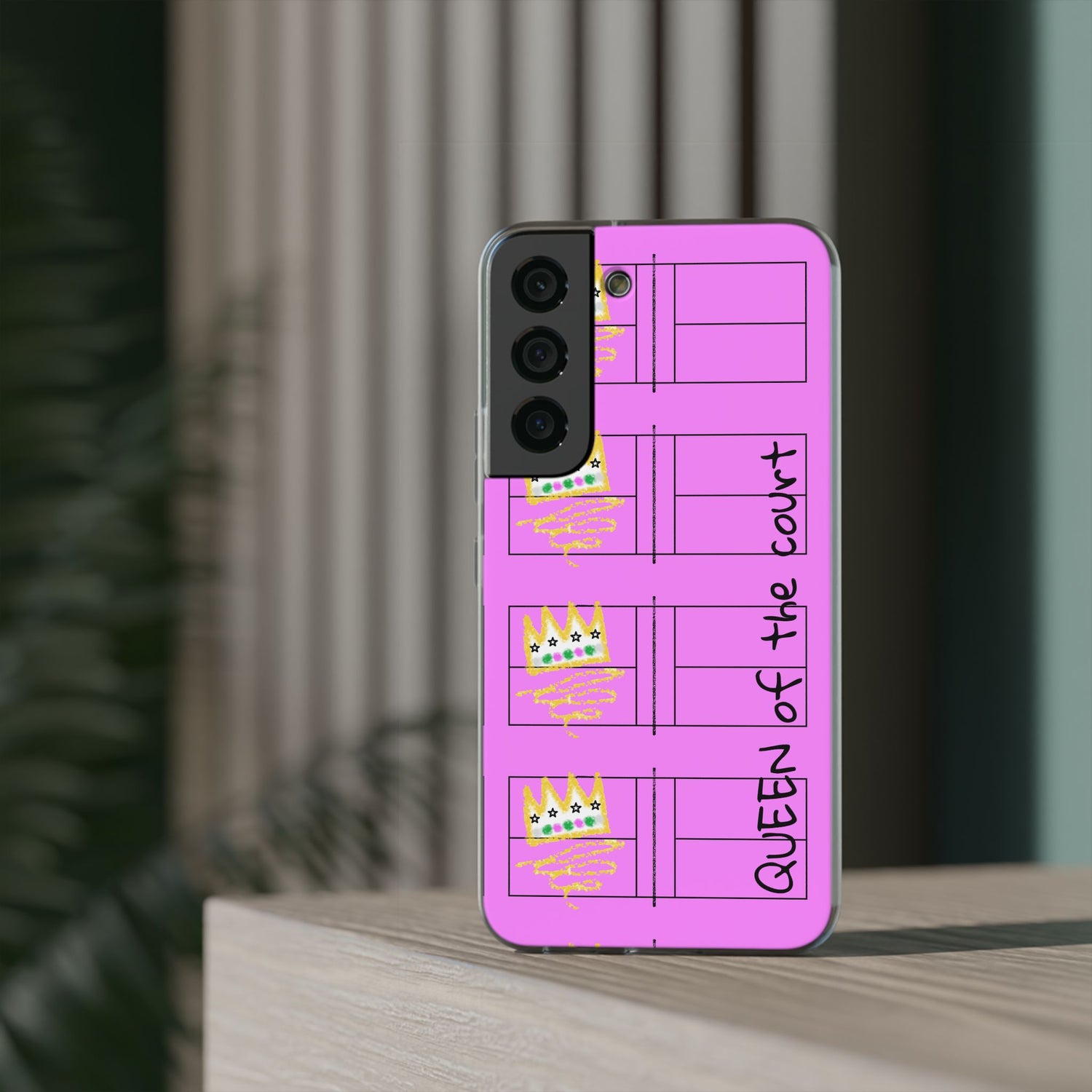 Pickleball Queen of the Court Pink Flexi Android Samsung Phone Case - Stylish Phone Protection for Fashion-Forward Individuals
