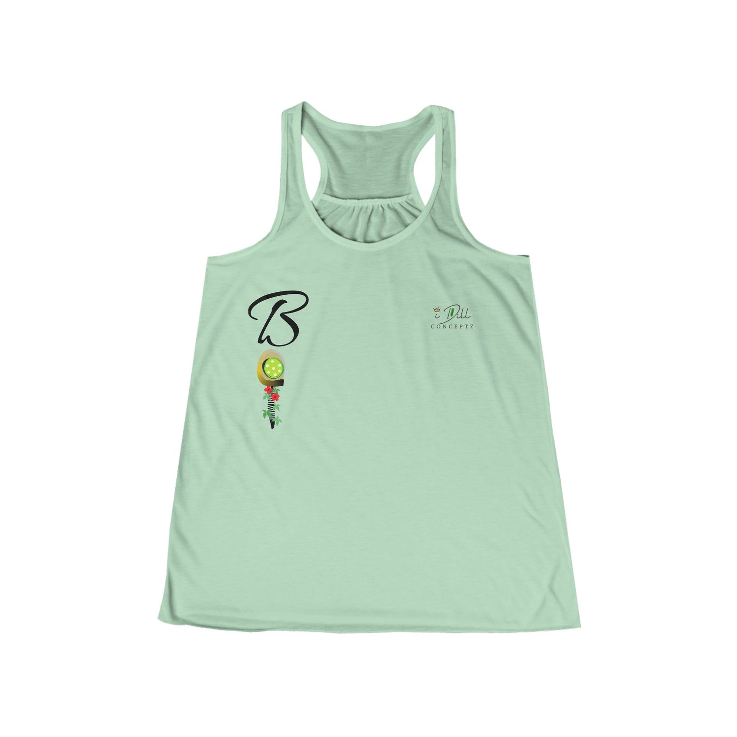 Personalized "B" Initial Pickleball Women's Top Apparel - Monogrammed Flowy Tank Top for Women - Personalized Initial Pickleball Gift